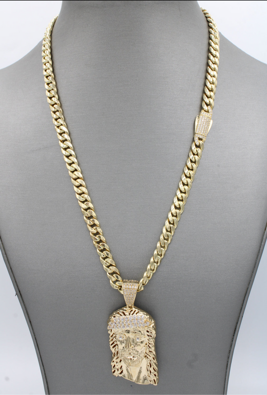 (Copia) *NEW* 14k Jesus Face Pendant w/ ITTALLO
Hollow Cuban Chain (7MM / 20" Inches)