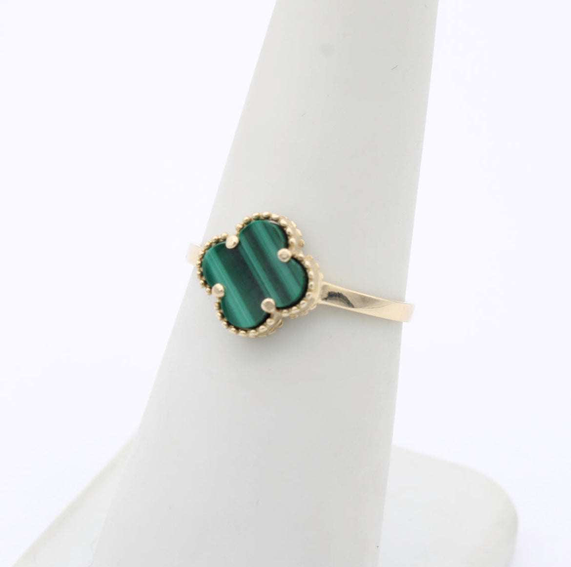 14K Small Green Clover Fancy Bracelet +Ring Set